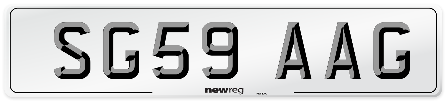 SG59 AAG Number Plate from New Reg